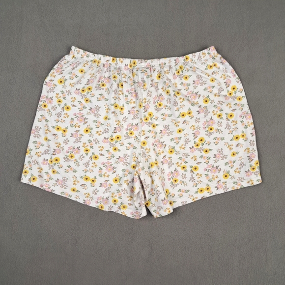 Laura Ashley Pajama Set Medium White Pink Sunflowers Top Shorts Women's EUC - Picture 10 of 13